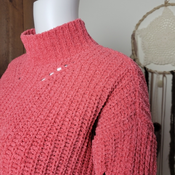 Maurices Chenille Coral Mock Neck Open Weave Sweater - Picture 6 of 12